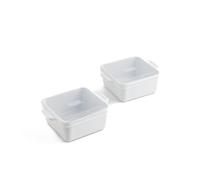 Souper Cubes Stoneware 2.0-5" x 5" Baking Dishes for Oven, Made in USA, Premium Mini Ceramic Baking Dishes with Silicone Covers for Individual Portions, Set of 2 - White
