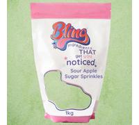 Sour Apple Sugar Sprinkles 1kg - Apple Cake Sprinkles & Cocktail Glass Rimmer | Sour Sweets Sugar for Baking, Desserts, Drinks, Birthday Cake Decorations & Candy Treats