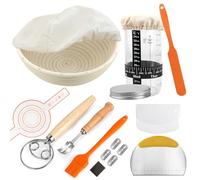 Sour Dough Starter Kit, Treerit 9 Inch Banneton Bread Proofing Basket with Glass Sourdough Starter Jar Kit, Sourdough Bread Baking Supplies, Bread Making Tools for Modern Home and Kitchen
