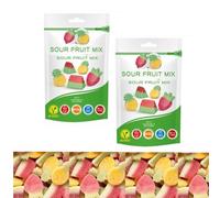 Sour Fruit Mix Pouch Fizzy Sugared Coated Fruit Flavoured Sweet with Sugar Paste Filling180g - val (2 x Bags)