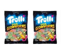 Sour Glow Worms Gummy Candy (Pack of 2, 200g Each) - Tangy & Sweet Neon Worms - Gluten Free & Lactose Free Soft Chews - Delicious Fruit Flavoured Jelly Sweets for Kids, Parties & Movie Night Snacks