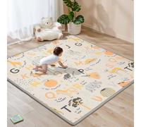 Sour Lemon 120x120cm Folding Wildlife Mat, Thick Padded Baby Crawl Mat, Baby Play Mat, Foldable Kids Playmat, Large Baby Activity Play Mat, Non-Slip, Waterproof, Double-Sided Playpen Mat