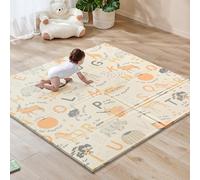 Sour Lemon 120x120cm Folding Wildlife Mat, Thick Padded Baby Crawl Mat, Baby Play Mat, Foldable Kids Playmat, Large Baby Activity Play Mat, Non-Slip, Waterproof, Double-Sided Playpen Mat