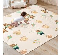 Sour Lemon 200x180cm Folding Wildlife Mat, Thick Padded Baby Crawl Mat, Baby Play Mat, Foldable Kids Playmat, Large Baby Activity Play Mat, Non-Slip, Waterproof, Double-Sided Playpen Mat