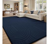 Sour Lemon Living Room Rug, 140 x 200 cm, 3D Semicircle Pattern, Navy Blue, Washable Rug, Fluffy Carpets, Bedroom Carpet, Area, Short Pile, Fluffy Non-Slip Mat, Children's Room Rugs