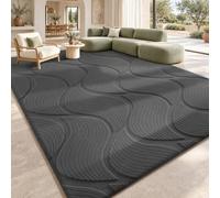 Sour Lemon Modern Rugs Living Room, Non-Slip Carpet, 140x200 cm, Dark Grey | Extra Large Soft Washable, Non-Shedding Area Rugs, Geometric Rug with Leaf Pattern, Home Decor for Bedroom, Nursery, Office