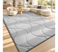 Sour Lemon Modern Rugs Living Room, Non-Slip Carpet, 160x230 cm, Light Grey | Extra Large Soft Washable, Non-Shedding Area Rugs, Geometric Rug with Leaf Pattern, Home Decor for Bedroom, Nursery, Office