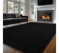 Sour Lemon Rug Living Room 120 x 160 cm, Black, Washable Children's Bedroom Grey Carpet Area Short Pile Fluffy Non-Slip Mat