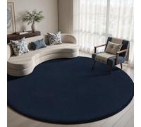 Sour Lemon Rug Living Room Navy Blue Rug Bedroom 120 cm Round Short Pile Washable Non-Slip Fluffy Rugs Area Runner Rugs Carpet for Teenager's Room Children's Room