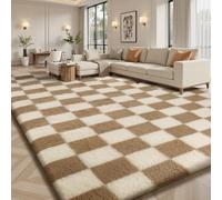 Sour Lemon Rugs Living Room 120x160cm,Beige and White Checkered Area Rug for Bedroom,Washable Anti Slip Extra Large Shaggy Rug Soft Fluffy Rug Fuzzy Carpet for Kids Room Nursery,Dorm Home Decor