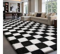 Sour Lemon Rugs Living Room 140x200cm,Black and White Checkered Area Rug for Bedroom,Washable Anti Slip Extra Large Shaggy Rug Soft Fluffy Rug Fuzzy Carpet for Kids Room Nursery,Dorm Home Decor