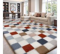 Sour Lemon Rugs Living Room 240x300cm,Multicolor Checkered Area Rug for Bedroom,Washable Anti Slip Extra Large Shaggy Rug Soft Fluffy Rugs Fuzzy Carpet for Kids Room Nursery,Dorm Home Decor