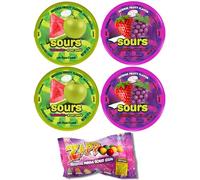 Sour Mint Candy Gift Box (4 × 42 g) with Sours Gum | Sugat Free Fruit & Mint Flavors with Watermelon, Green Apple & Mixed Berries