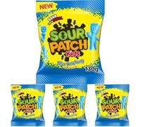 Sour Patch Kids Blue Raspberry, Soft & Chewy Sour Then Sweet Candies, 130 g Bag (Pack of 4)