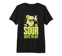 Sour Saves The Day Cocktail Bartender Funny Typography Premium T-Shirt