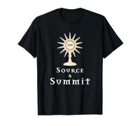 Source and Summit: Holy Eucharist in Monstrance Imagery Value Graphic T-Shirt, Men, Black, S