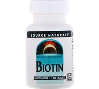 Source Naturals, Biotin, 5,000 mcg, 120 Tablets