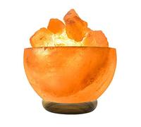 SourceDIY 8”Salt Fire bowl Lamp made of 100% Authentic Natural Pink Himalayan Crystal Rock Salt Premium and Fine Quality (8" with Dimmer Control & Chunk)