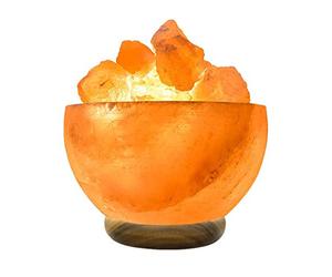 SourceDIY 8”Salt Fire bowl Lamp made of 100% Authentic Natural Pink Himalayan Crystal Rock Salt Premium and Fine Quality (8" with Dimmer Control & Chunk)