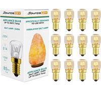 SourceDIY Salt Lamp Bulb 15w E14 (Pack of 12) for Oven <300°C, Fridge, Multipurpose Pygmy Appliance SES Incandescent dimmable Bulbs…