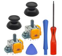 SourceTon 7 Piece Analog Joystick Replacement Kit Compatible with PS5 Controllers Includes 2 Orange Joysticks, 1 Triangle Pry Piece, 1 Pry Tool, 2 Thumbstick Caps, and 1 Screwdriver