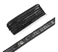 sourcing map 0.5 Inch x 10 Yards Sequin Ribbon Trim Sequin Braid Trim Flat Glitter Ribbon for Crafts Embellishments Costume Hats Dress Shoes Headband Sewing, Black
