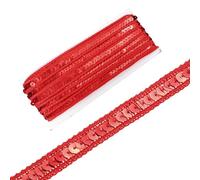 sourcing map 0.5 Inch x 10 Yards Sequin Ribbon Trim Sequin Braid Trim Flat Glitter Ribbon for Crafts Embellishments Costume Hats Dress Shoes Headband Sewing, Red