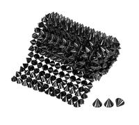 sourcing map 0.5 Yard Sew Stitch on Spikes Stud, 12 Rows Plastic Flat Back Spike Rivet Punk Trim Mesh Rivets Studs Beads for Clothes Bags Crafts Shoes Decoration, Black