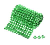 sourcing map 0.5 Yard Sew Stitch on Spikes Stud, 12 Rows Plastic Flat Back Spike Rivet Punk Trim Mesh Rivets Studs Beads for Clothes Bags Crafts Shoes Decoration, Green