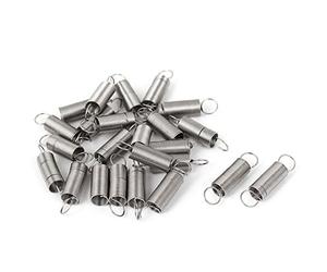 sourcing map 0.5mmx6x25mm Stainless Steel Dual Hook Small Tension Spring 24pcs