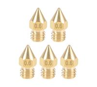 sourcing map 0.6mm 3D Printer Nozzle Head M6 Thread Replacement, Brass 5pcs