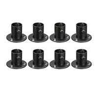 sourcing map 0.77'' Dia Stainless Steel Pole Sockets Flange Rod Holder Bracket Support for Bathroom Closet Curtain, Set of 8, Black