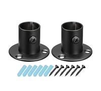 sourcing map 0.77'' Dia Stainless Steel Pole Sockets Flange Rod Holder Bracket Support with Screws for Bathroom Closet Curtain, Set of 2, Black