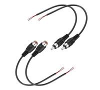 sourcing map 0.7FT RCA to Bare Wire Speaker Cable, 22AWG Replacement Black RCA Male Female Plug to Open End Pigtail Audio Cable Connector Adapter for Amplifier, Home Audio Speakers, Pack of 4