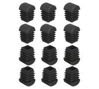 sourcing map 0.8 x 0.8 Inch Square Plastic Plug, 12 Pcs Black Pipe Tubing End Cap Plastic Plug Cap Insert Glide Insert Arc Bottom for Metal Tubing Fence Table Chairs Furniture, Black