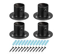 sourcing map 0.88'' Dia Stainless Steel Pole Sockets Flange Rod Holder Bracket Support with Screws for Bathroom Closet Curtain, Set of 4, Black