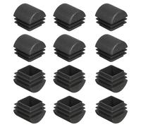 sourcing map 0.94 x 0.94 Inch Square Plastic Plug, 12 Pcs Black Pipe Tubing End Cap Plastic Plug Cap Insert Glide Insert for Metal Tubing Fence Table Chairs Furniture, Black