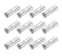 sourcing map 1/0 Gauge Flared Barrel Butt Connectors, 1/0 AWG Tinned Copper Wire Connectors Non-Insulated Wire Butt Terminal for Vehicle Electric Power Home Appliance, Pack of 12(Silver)