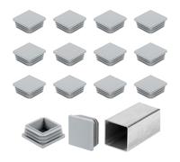 sourcing map 1 1/2" (38mm) Square Tubing End Caps, 16 Pcs Plastic Hole Plugs Insert End Cap for Metal Tubing Post Chair Leg Table Bookshelves Furniture, Grey