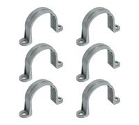 sourcing map 1-1/2 Inch PVC Pipe Straps, 6Pcs Plastic Conduit Clamps Double Hole U Shaped Strap Clamp with Anti-Slip Ribs for Pipe Tube Cable Fixing (Gray)