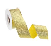 sourcing map 1-1/2" x 10 Yards Sparkle Ribbons, Wreath Crafts Cut Edge Ribbon, Sparkling Fabric Ribbon for Bow Making, Gift Wrapping, Festival Wedding Party Decoration, Bright Gold
