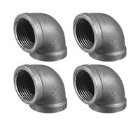 sourcing map 1 1/4"(32mm) 90 Degree Malleable Iron Elbow Fitting, Threaded Pipes Fitting Brackets Nipples for Vintage Fixtures DIY Furniture Pipe Plumbing, 4Pcs