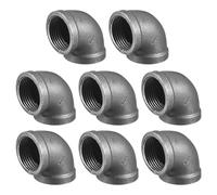 sourcing map 1 1/4"(32mm) 90 Degree Malleable Iron Elbow Fitting, Threaded Pipes Fitting Brackets Nipples for Vintage Fixtures DIY Furniture Pipe Plumbing, 8Pcs