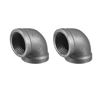 sourcing map 1 1/4"(32mm) 90 Degree Malleable Iron Elbow Fitting, Threaded Pipes Fitting Brackets Nipples for Vintage Fixtures DIY Furniture Pipe Plumbing, 2Pcs