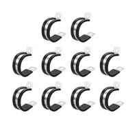 sourcing map 1-1/4"(32mm) Cable Clamp, 304 Stainless Steel Rubber Cushioned Insulated Clamp R Shape Metal Clamp Tube Holder for Pipe Hose Wire Cord Installation 10Pcs