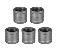 sourcing map 1 1/4"(32mm) Pipe Fitting Coupling, Cast Malleable Iron Threaded Pipe Coupling Connector for Vintage Shelf Bracket DIY Furniture Plumbing Pipe, 5Pcs