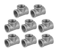 sourcing map 1 1/4"(32mm) Tee Pipe Fitting, Malleable Cast Iron Threaded Pipe Fitting for Vintage Shelves Bracket DIY Furniture Plumbing Pipe, 8Pcs