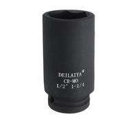 sourcing map 1-1/4 Inch SAE Deep Impact Socket 1/2 Inch Drive 6 Point Design CR-MO Steel Nut Impact Grade Socket for Auto Repair