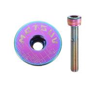 sourcing map 1 1/4" OD Bicycle Headset Stem Top Cap Aluminum Alloy Cycling Headset Cover Stem with Rainbow Color M6 Bolt for Mountain Bicycle Road Bicycle MTB, Colorful
