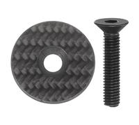 sourcing map 1-1/4 OD Bicycle Headset Stem Top Cap Carbon Fiber Cycling Headset Cover Stem with Black M6 Bolt for Mountain Road Bike MTB